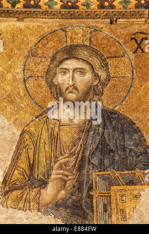 Jesus in der Deesis Mosaik der Hagia Sophia, Istanbul, Türkei. Stockfoto