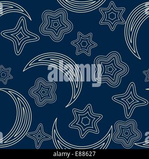 Nahtlose Muster mit Sternen und Mond Stock Vektor