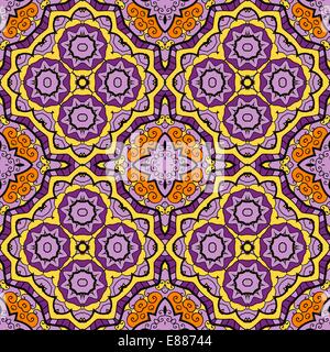 Violette Zierpflanze Runde nahtlose Muster mit vielen details Stock Vektor