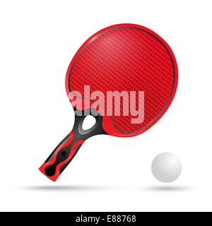 Roten Schläger für Ping-Pong und der ball Stock Vektor