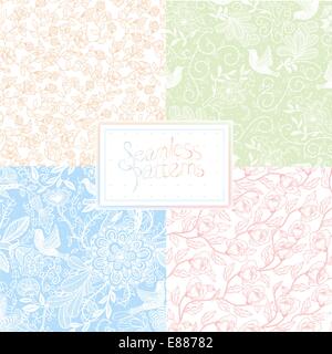 Vektor-Set von floral seamless pattern Stock Vektor