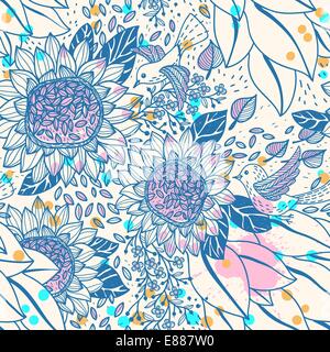 Vektor floral nahtlose Muster mit abstrakten Sonnenblumen Stock Vektor