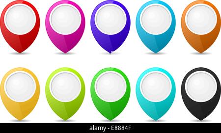 Satz von Runde 3D-Karte Zeiger Stock Vektor