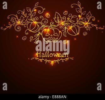 Hand gezeichnet Vektor Halloween-Hintergrund mit Kürbissen Stock Vektor