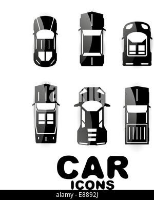 Schwarz glänzend Vektor-Auto-Icon-set Stock Vektor
