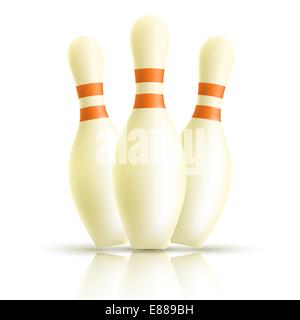 Kegeln Bowling auf weißem Hintergrund Stock Vektor