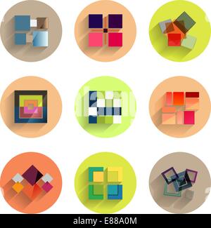 Reihe von abstrakten geometrischen flachen Icons für Unternehmen / Technologie / Infografik Vorlage Stock Vektor