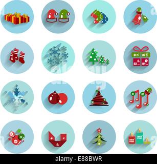 Weihnachten flache Vektor Icon set. Einsetzbar als Banner, Infografiken, Business-template Stock Vektor
