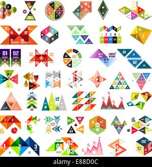 Große Reihe von modernen Vorlagen Infografik - Dreiecke und geometrische Formen. Für Banner, geschäftlichen Hintergründe, Referate Stock Vektor