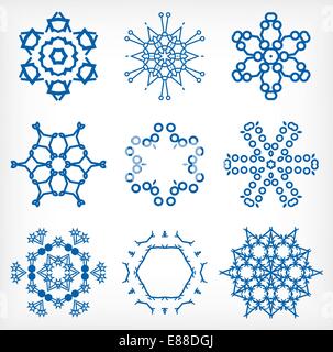 Satz von isolierten Schneeflocken für Weihnachts-Dekor Stock Vektor