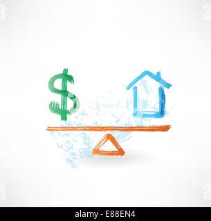 Geld Haussymbol Gleichgewicht grunge Stock Vektor