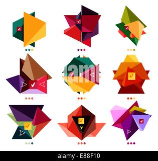 Sammlung von abstrakten bunten geometrischen Formen isoliert auf weiss. Für Business-Hintergrund | nummerierte Banner | Geschäftsfelder | grafische website Stock Vektor