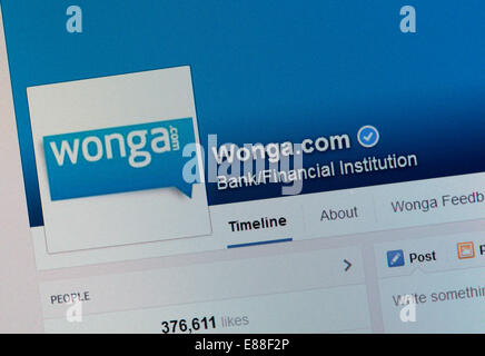 Wonga Logo auf einem Laptop Stockfoto