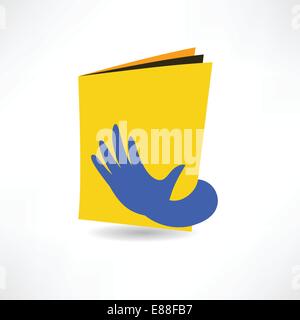 Hand auf das Buchsymbol Stock Vektor