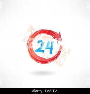 24 Stunden-Grunge-Symbol Stock Vektor