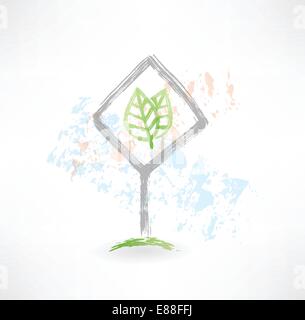 Platte Blatt Grunge-Symbol Stock Vektor