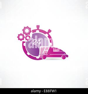 Transport Service rund um die Uhr-Symbol Stock Vektor