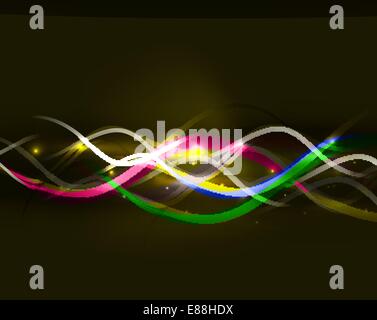 Neon leuchtende Linien mit glitzernden abstrakten Hintergrund Stock Vektor