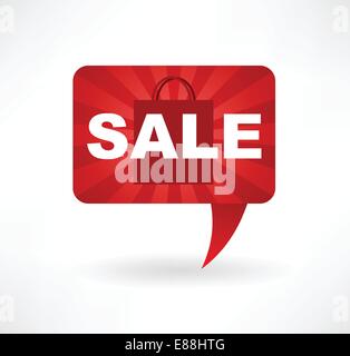 Rede-Blase-Symbol mit Verkauf Tasche Stock Vektor
