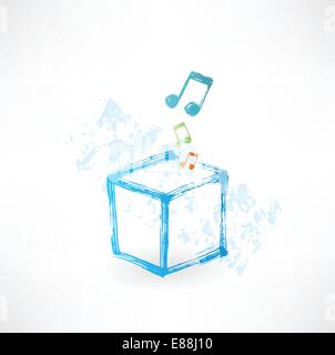 Musik Grunge Würfelsymbol Stock Vektor