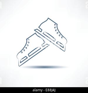 zwei weiße Schlittschuhe Stock Vektor