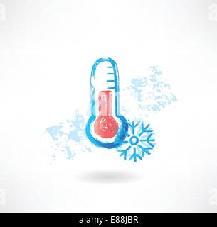 Kalten Thermometer Grunge-Symbol Stock Vektor