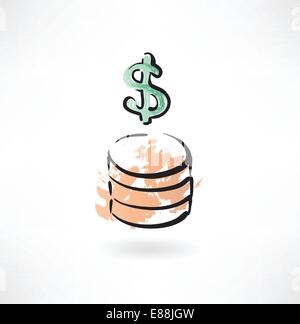 Dollar-Münzen-Grunge-Symbol Stock Vektor