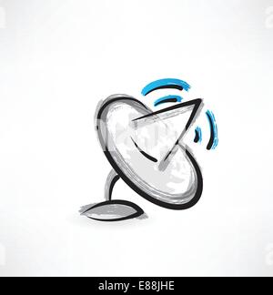 Satelliten-Antenne-Grunge-Symbol Stock Vektor