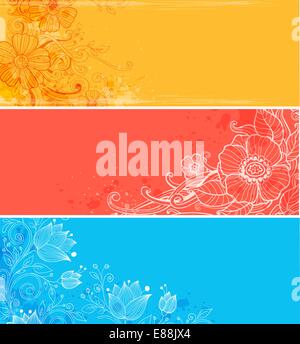 Reihe von horizontalen floral Bannern, helle Vektor Stock Vektor