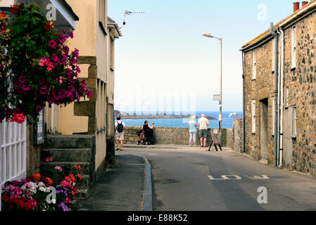 St Ives (Kornisch: Porth Ia, d. h. St Ia Bucht) ist eine Stadt am Meer, Zivilgemeinde und Hafen in Cornwall, England, United Kingdom. Stockfoto