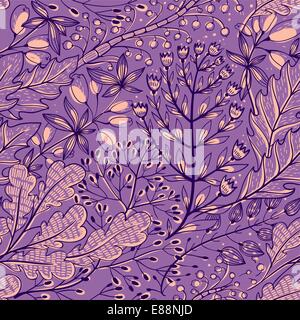 Vektor nahtlose Blumenmuster mit Garten, Blumen und Beeren Stock Vektor