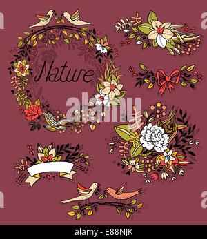 Vektor-Set von floralen Elementen und frames Stock Vektor