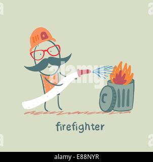 Feuerwehrmann bringt den Müll raus Stock Vektor