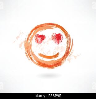 das Gesicht mit Augen Grunge Herzsymbol Stock Vektor