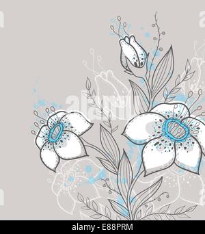 Handgezeichnete dekorative Vektor Hintergrund mit Blumen Stock Vektor