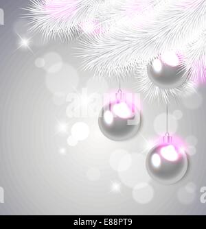 Weihnachten Hintergrund mit weißen Tannenzweigen und Dekorationen Stock Vektor