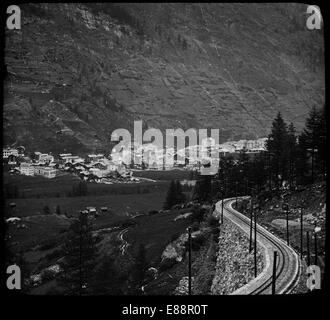 Blick auf Zermatt, Schweiz, im Jahre 1907. Übernommen aus einem Objektträger Laterne. Stockfoto