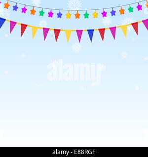 Girlande aus farbigen Sternen und Flaggen - Dekoration für das neue Jahr Stock Vektor