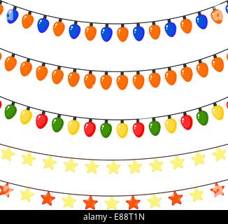 Satz von Weihnachten Girlanden aus Sternen und Laternen Stock Vektor