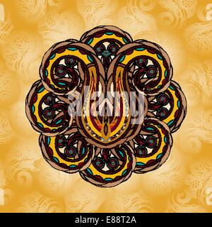 Runde floral Design-Element auf einem gelben Hintergrund Stock Vektor