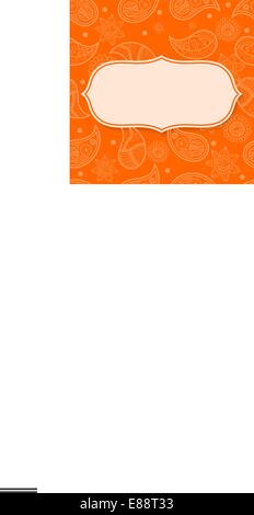 Abstraktes Bild auf einem orangefarbenen Hintergrund mit Paisleymuster. Stock Vektor