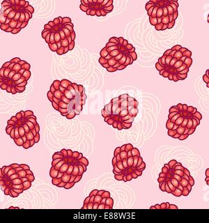 nahtlose Vektormuster mit fliegenden Himbeeren Stock Vektor