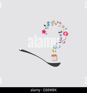 Fragezeichen auf einem Löffel-Symbol Stock Vektor