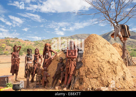 Himba Leute, Kaokoland, Namibia, Afrika Stockfoto