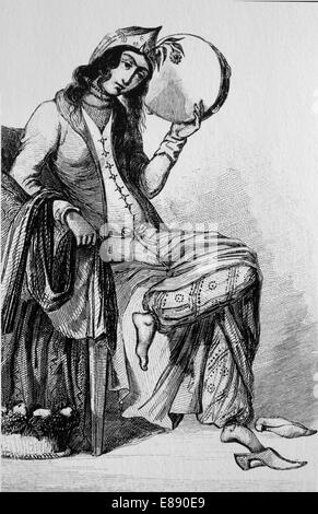 Asien. Persisch. Tanzende Mädchen. 1840. Gravur. Stockfoto