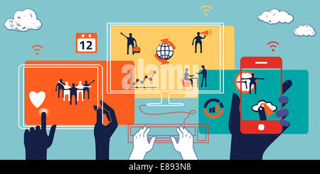 Business-Konzept. Darstellung der Zusammenarbeit, Teamarbeit und kreatives Denken Stockfoto