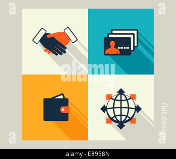 Business-Icon-Set. Software- und Web-Entwicklung, marketing, globale Kommunikation. Flaches design Stockfoto