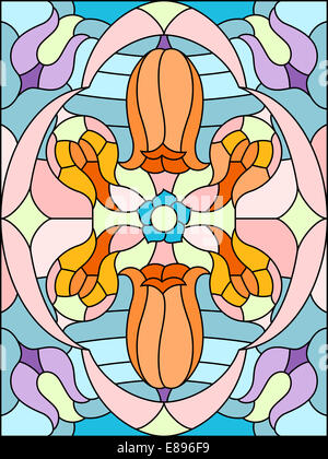 Blumen-Komposition. Blumenmuster für Glasfenster. Stockfoto