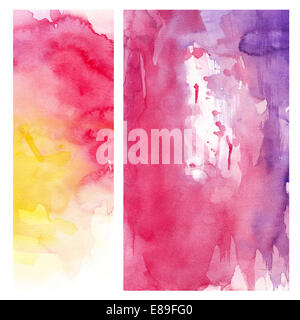Rosa gelb Aquarell Hintergrund Stockfoto