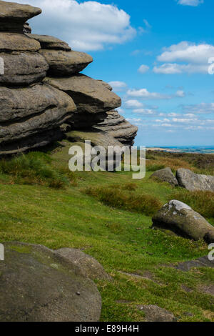 Rad-Stones-Rock-Formation am Derwent Rand in Derbyshire Peak District Stockfoto